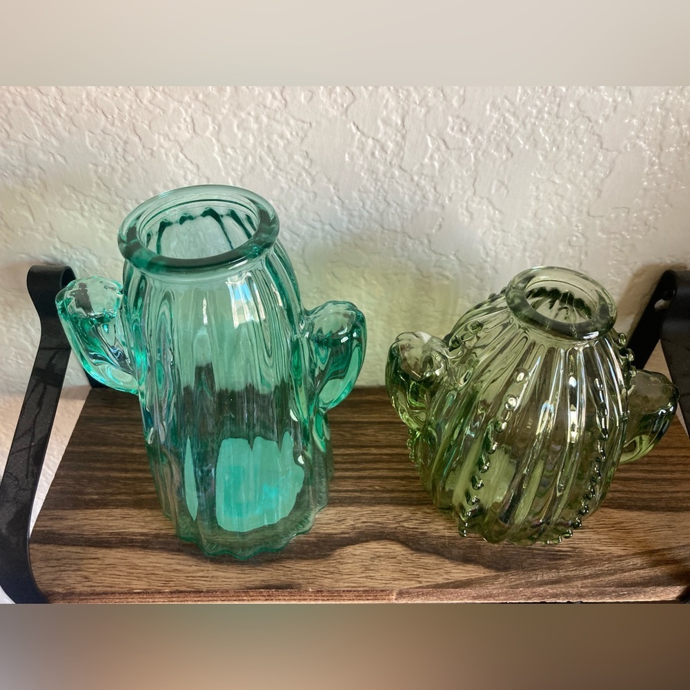Target Bullseye 2023 Cactus 🌵 Green Glass Planter Vase Bundle Brand New - Picture 3 of 14